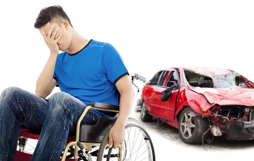 stress and Disabled patient with car accident concept Ontario