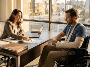 Lawyer assisting victim with hit-and-run crush injury compensation in California.